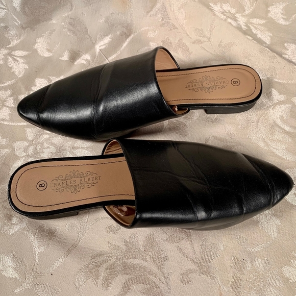Charles Albert Shoes - Charles Albert Black Leather Flats